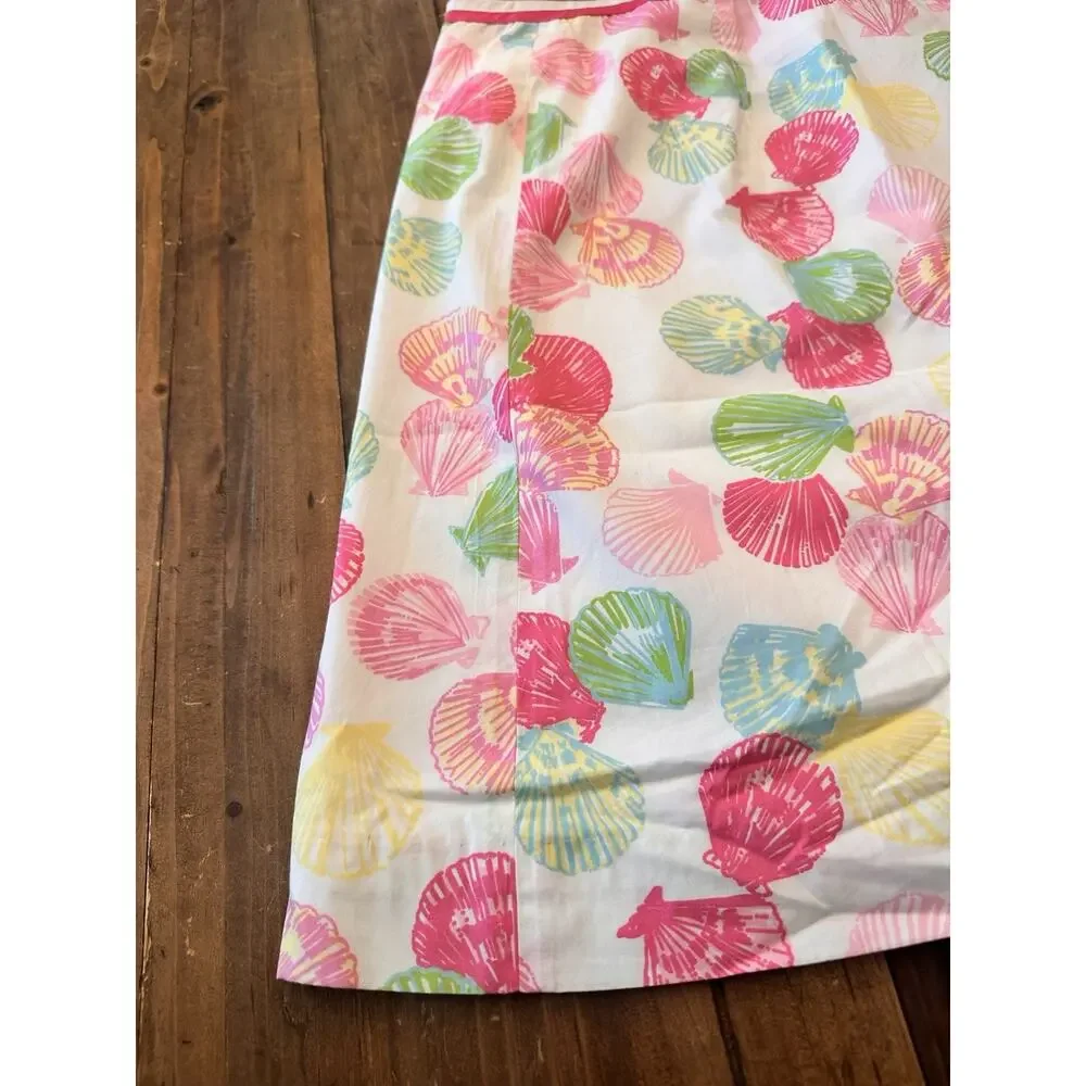 Lilly Pulitzer Vintage Wrap Skirt Size 4 Clam Shells Gingham Pocket Mini Coastal